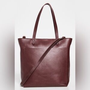 Madewell Dark Cabernet Leather Zip-Top Medium Transport Tote